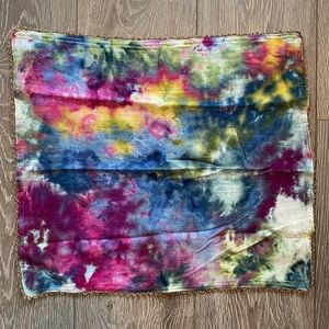 Hand Dyed Watercolor Ice Tie Dye Napkins Beaded Miniature Boho Table Tapestry
